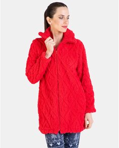 Короткий женский халат на молнии Massana, красный