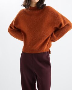 Однотонный женский свитер с воротником Перкинс Loreak Mendian, коричневый