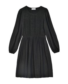 Платье для девочки с длинными рукавами-буфами из блестящей ткани Mini Molly, черный