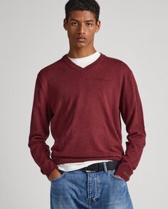 Мужской красный свитер с v-образным вырезом Pepe Jeans, красный