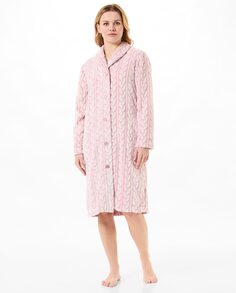 Длинный женский халат из плетеной ткани с застежкой на пуговицы Lohe, розовый
