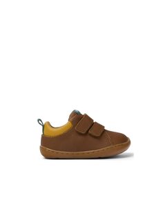 Коричневые кожаные кроссовки для мальчика на застежке-липучке Camper, коричневый