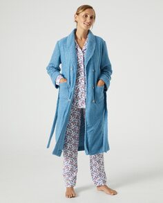 Женский длинный халат с длинными рукавами, воротник-смокинг Kiff-Kiff, синий