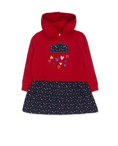 Комбинированное плюшевое платье для девочки с капюшоном Tuc tuc, красный