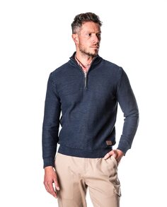 Мужской свитер темно-синего цвета на молнии Spagnolo, темно-синий