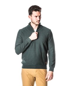 Зеленый мужской свитер на молнии Spagnolo, темно-зеленый