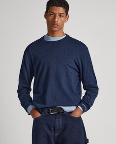 Мужской свитер темно-синего цвета с круглым вырезом Pepe Jeans, темно-синий