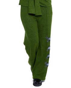 Женские брюки с вышивкой на одной штанине Mamatayoe, зеленый
