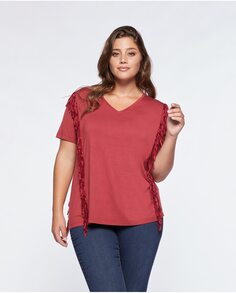 Женская футболка с короткими рукавами и бахромой Fiorella Rubino, красный