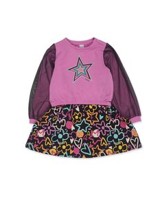 Платье для девочки комбинированное с рукавами из тюля Tuc tuc, розовый