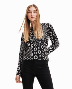 Тонкий свитер с геометрическими нашивками Desigual, черный