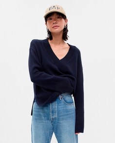 Женский свитер с V-образным вырезом Gap, темно-синий
