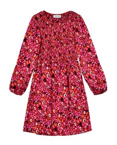 Платье для девочки с длинными пышными рукавами и принтом Mini Molly, розовый