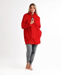 Теплый женский халат с длинными рукавами и застежкой-молнией красного цвета Disney, красный