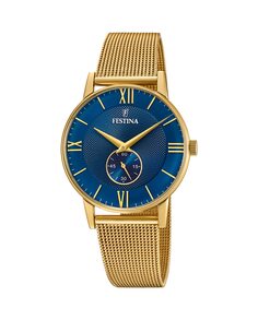 F20569/3 Мужские часы в стиле ретро из золотой стали Festina, золотой