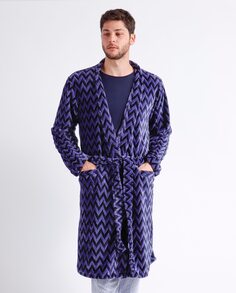 Теплый мужской халат с длинными рукавами темно-синего цвета Admas, темно-синий