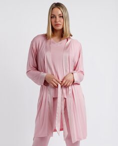 Теплый женский халат с длинными рукавами и поясом Admas, розовый