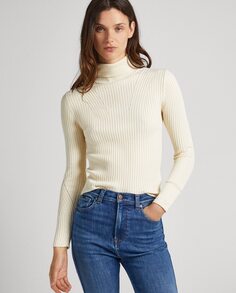 Женский свитер из ребристой ткани с высоким воротником Pepe Jeans