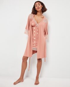 Женский халат с кружевными деталями из ткани Gisela, розовый