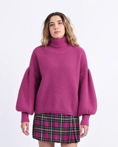 Женский свитер с длинными рукавами-фонариками и высоким воротником Lili Sidonio, фиолетовый