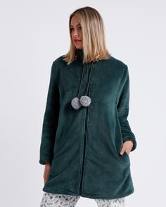 Теплый женский халат с длинными рукавами и застежкой-молнией зеленого цвета Admas, зеленый