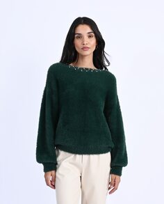 Женский свитер с длинными рукавами из ткани тедди Molly Bracken, темно-зеленый