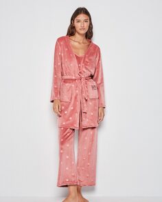 Короткий женский халат из бархатной ткани Gisela, розовый