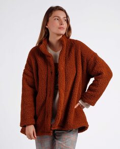 Теплый женский халат с длинными рукавами и застежкой на пуговицы светло-коричневого цвета Admas, коричневый