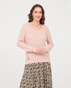 Женский плетеный свитер с V-образным вырезом NKN Nekane