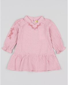 Платье для девочки с длинными рукавами и вышитыми деталями Losan, розовый