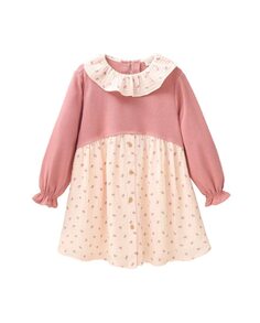 Платье для девочки в сочетании с вязаным муслином и розовыми веточками Dadati, розовый