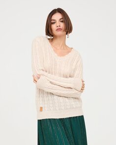 Женский плетеный свитер с V-образным вырезом NKN Nekane