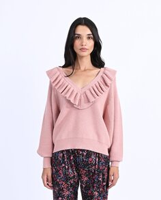 Женский свитер с длинными рукавами и рюшами Molly Bracken, розовый