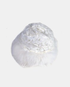 Шапка из натурального меха стрейчевой вязки белого цвета IN.ES, белый Ines