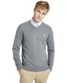 Мужской серый свитер с v-образным вырезом Timberland, серый
