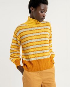 Полосатый женский свитер с высоким воротником Surkana, желтый