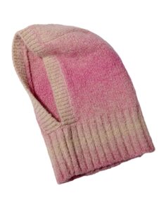 Розовая вязаная женская шапка-балаклава Maje, розовый
