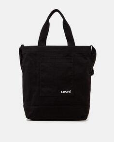 Черная хлопковая пляжная сумка с ручкой среднего размера Levi&apos;s, черный Levis