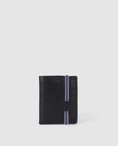 Alep мужской черный кожаный вертикальный кошелек на резинке и портмоне для монет Alep, черный