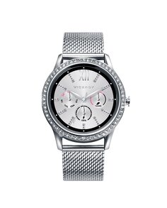 Стальные умные часы Smart Pro и сменный черный силиконовый ремешок Viceroy, серебро