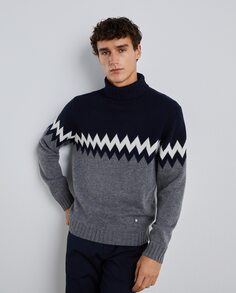 Мужской городской жаккардовый свитер Easy Wear, темно-синий