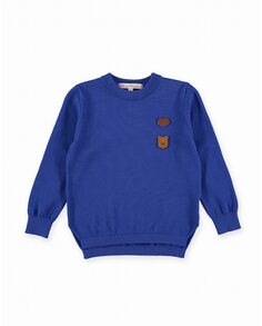 Синий свитер для мальчика с контрастными заплатками на локтях Pan con Chocolate, синий