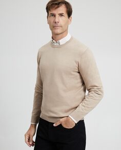 Мужской свитер с круглым вырезом однотонный из хлопка, шелка и кашемира Emidio Tucci