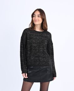 Женский свитер с длинными рукавами смешанной вязки Molly Bracken, черный