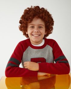 Вязаный свитер для мальчика с принтом спереди El Corte Inglés, серый
