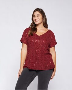 Женская футболка в сочетании с вышивкой пайетками Fiorella Rubino, красный