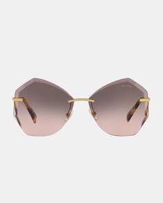 Женские солнцезащитные очки с геометрическим узором из золотистого металла Miu Miu, золотой