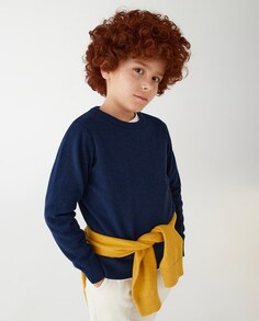 Базовый свитер для мальчика с круглым вырезом El Corte Inglés, темно-синий
