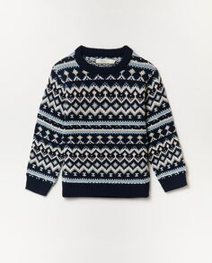 Жаккардовый свитер для мальчика Sfera, темно-синий (Sfera)