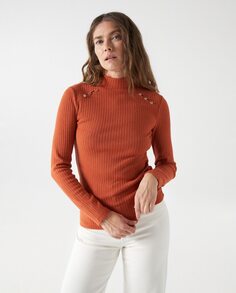 Женский свитер в рубчик с длинными рукавами Salsa Jeans, оранжевый